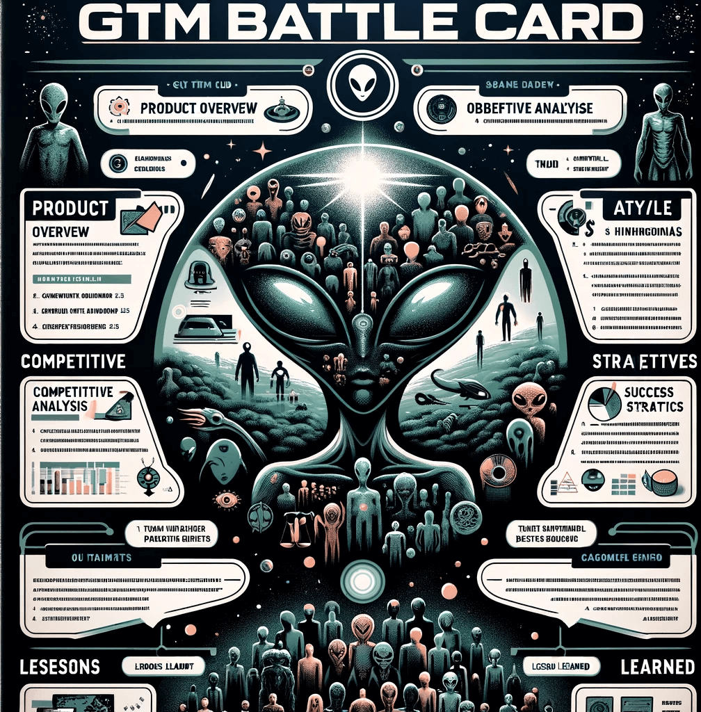 Illustration of GTM Club and space themed battle card.