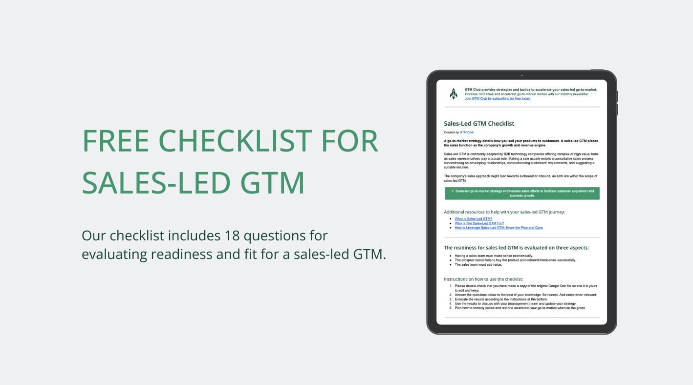 GTM Club's Checklist to Evaluate Your Readiness For Sales-Led GTM