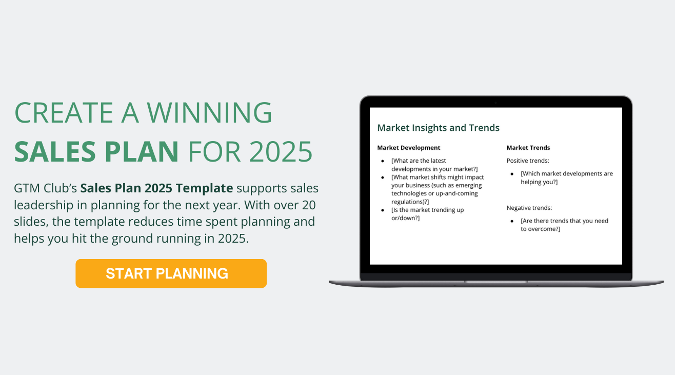 Create your winning Sales Plan for the next year with GTM Club's template.